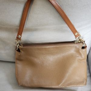 Valentina beige leather cross body bag